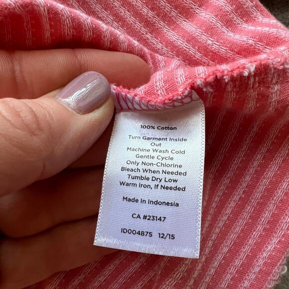 Talbots 100% Cotton Pink Stripe Long Sleeve Tee Medium - Picture 8 of 10